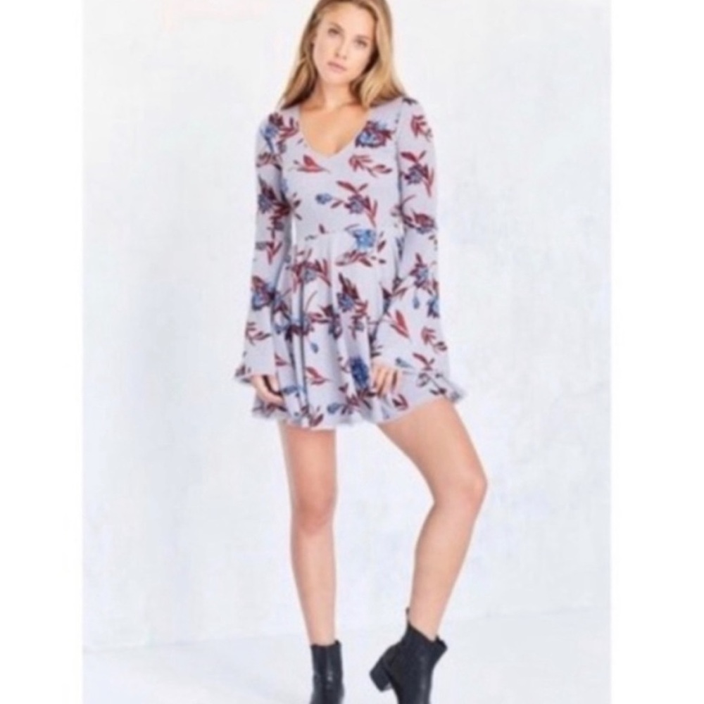 Long sleeve purple floral dress
